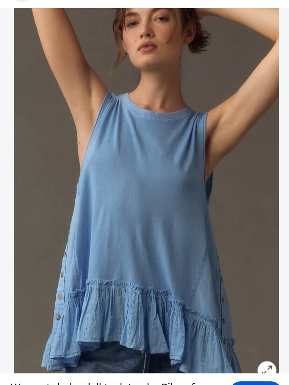 Free People Light Blue Ruffle-Hem Tank